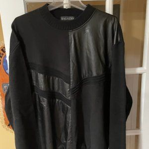 BAGAZIO Cashmere, Leather & Wool Pull Over Sweater, XL, Black (Pre-Owned)
